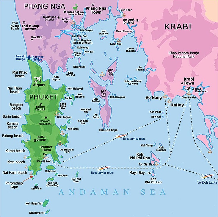 Карта и маршруты на острова Пхи Пхи