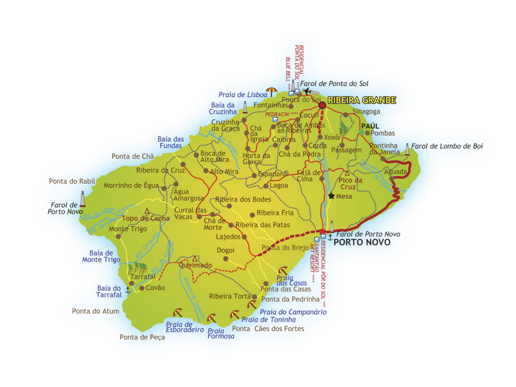 Карта острова Санта-Антао